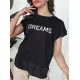 Sieviešu melns t-krekls Dreams T-krekls ar saukļiem