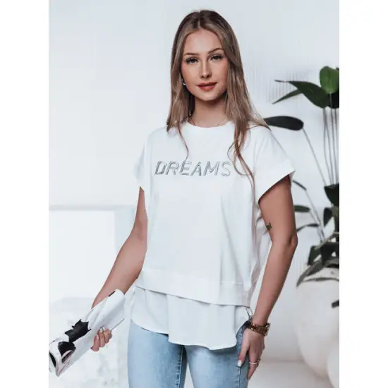 Sieviešu balts krekls Dreams T-krekls ar saukļiem