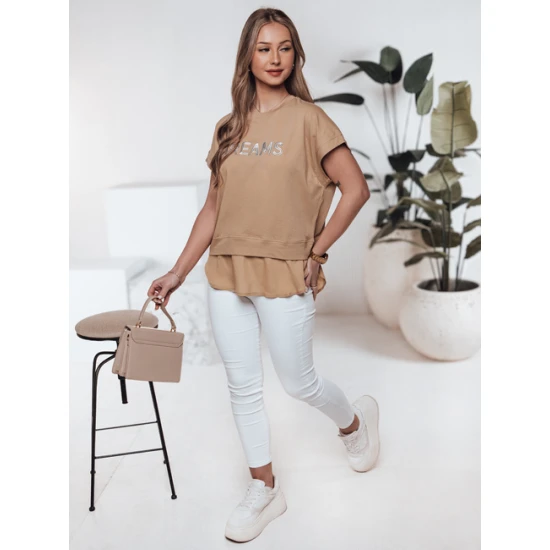 Sieviešu brūns krekls Dreams T-krekls ar saukļiem