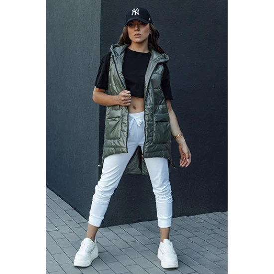 Sieviešu zaļa jaka ar kapuci Dona Sieviešu vestes