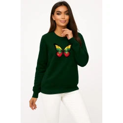 Sieviešu tumši zaļš džemperis ar kapuci Butterfly LT