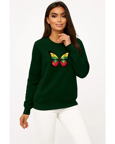 Women's dark green hooded jumper Butterfly LT