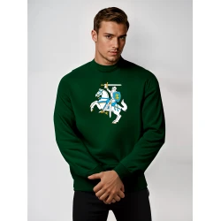 Vīriešu tumši zaļš džemperis ar kapuci Vytis