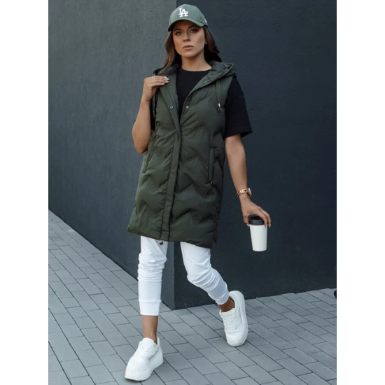 Sieviešu stepēta tumši zaļa jaka ar kapuci Lily TY4533