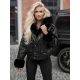 Sieviešu melna ādas jaka ar kažokādu Dersi Sieviešu jakas