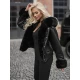 Sieviešu melna ādas jaka ar kažokādu Dersi Sieviešu jakas