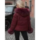 Sieviešu ziemas jaka bordo krāsā ar kažokādu Evin Jakas