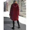 Sieviešu ziemas divpusējā bordo krāsas jaka ar kapuci Ela Sieviešu jakas