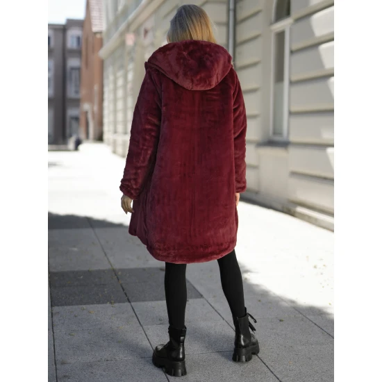 Sieviešu ziemas divpusējā bordo krāsas jaka ar kapuci Ela Jakas