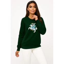 Sieviešu tumši zaļš džemperis ar kapuci Vytis