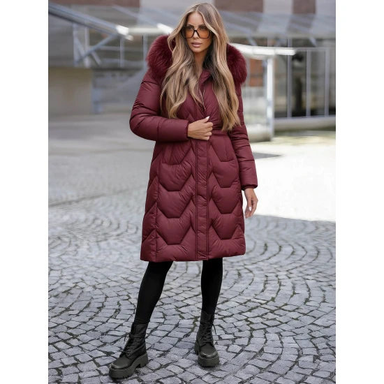 Sieviešu ziemas garā jaka bordo krāsā Klein Jakas