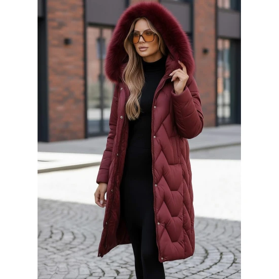 Sieviešu ziemas garā jaka bordo krāsā Klein Jakas