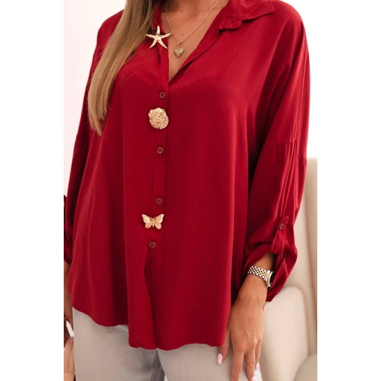 Sieviešu sarkanais krekls Lens Blūzes un krekli