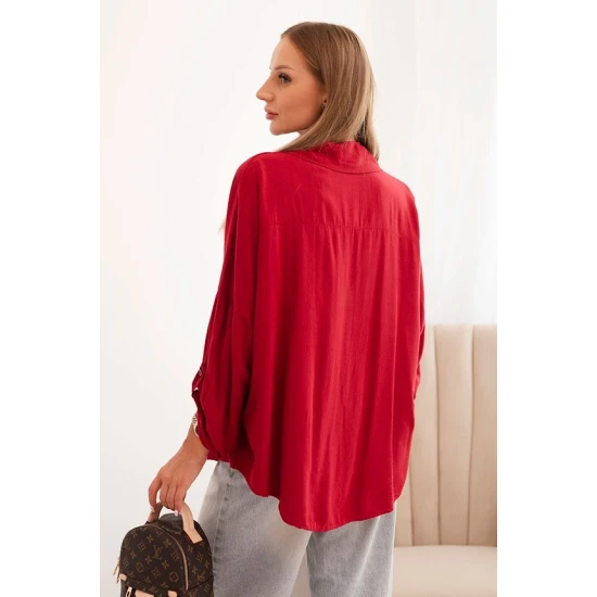 Sieviešu sarkanais krekls Lens Blūzes un krekli