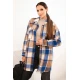 Sieviešu zils rūtains krekls Veste Blūzes un krekli