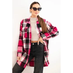 Sieviešu rozā rūtains rūtains krekls Veste