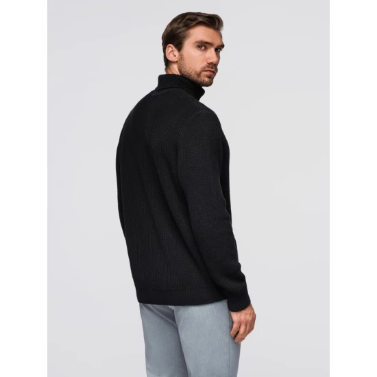 Vīriešu melns džemperis ar augstu apkakli Ton Džemperi