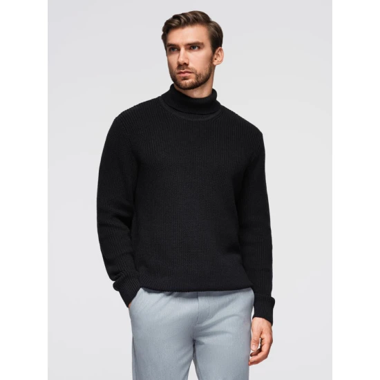 Vīriešu melns džemperis ar augstu apkakli Ton Džemperi