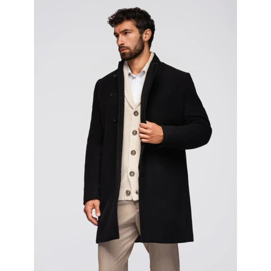 Vīriešu melns mētelis Adre Vīriešu jakas un mēteļi