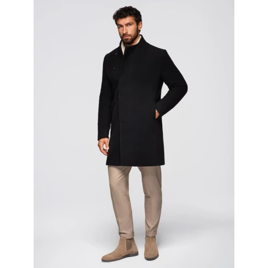 Vīriešu melns mētelis Adre Vīriešu jakas un mēteļi