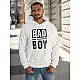 Męski biały sweter z kapturem Bad Swetry z kapturem