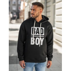 Vīriešu melns džemperis ar kapuci Bad