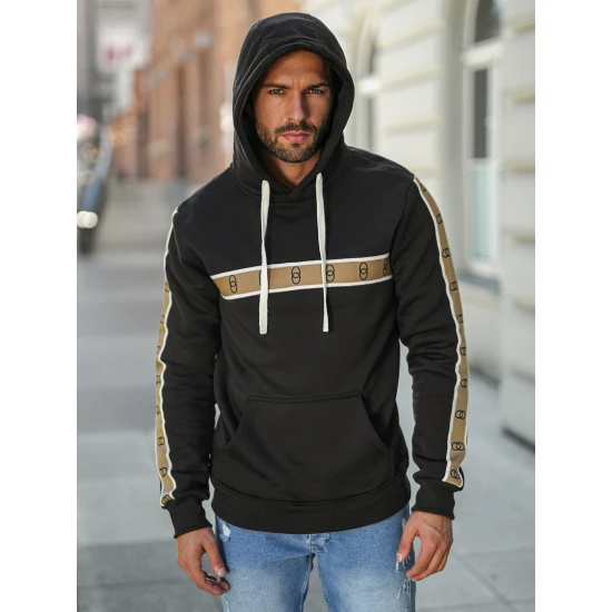 Vīriešu melns džemperis Rings Džemperi ar kapuci