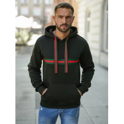 Vīriešu melns džemperis ar kapuci Glum