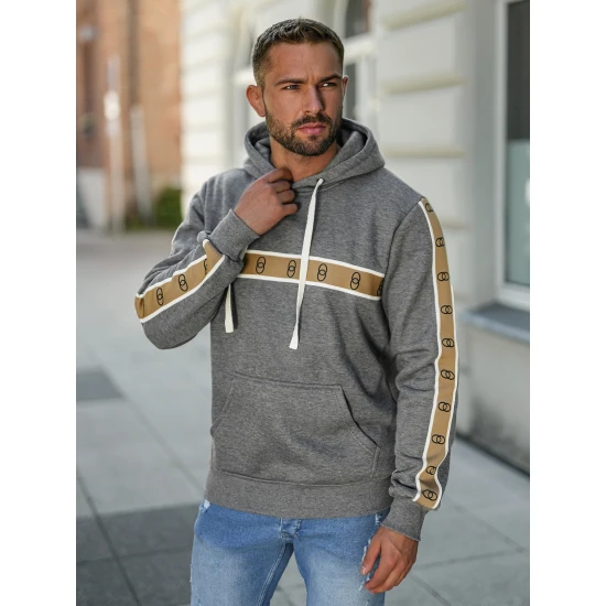 Vīriešu pelēks džemperis Rings Džemperi ar kapuci