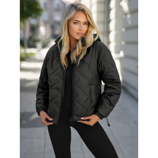 Sieviešu melna jaka ar kapuci Lamir Sieviešu jakas