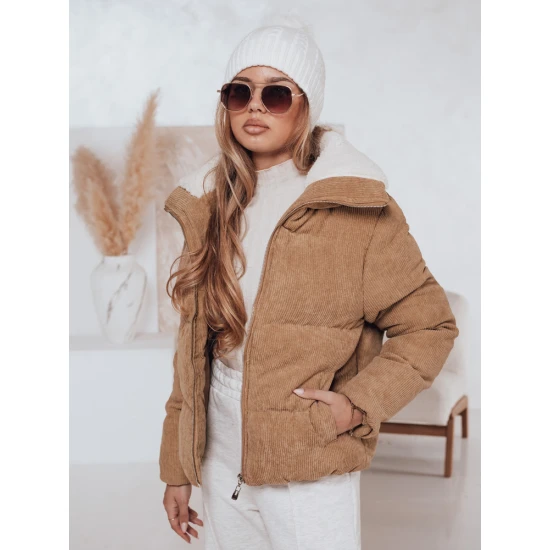 Sieviešu gaiši brūna ziemas jaka Trendy Sieviešu jakas