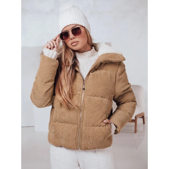 Sieviešu gaiši brūna ziemas jaka Trendy Sieviešu jakas