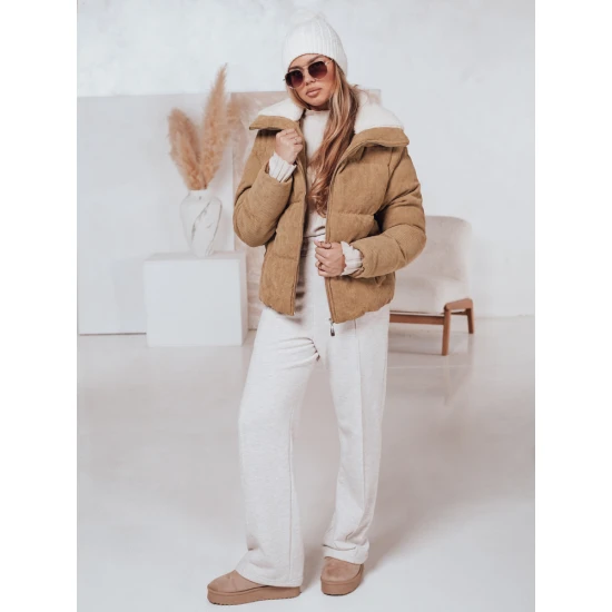 Sieviešu gaiši brūna ziemas jaka Trendy Sieviešu jakas