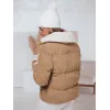Sieviešu gaiši brūna ziemas jaka Trendy Sieviešu jakas