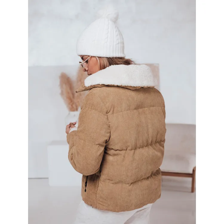 Sieviešu gaiši brūna ziemas jaka Trendy Sieviešu jakas