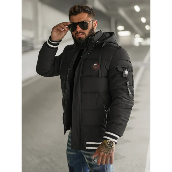 Vīriešu melna stepēta jaka Aibel JS/57M7501/392