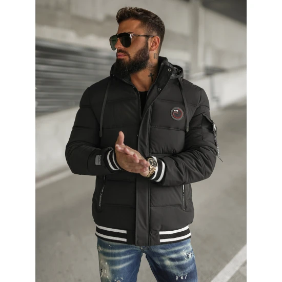 Vīriešu melna stepēta jaka Aibel JS/57M7501/392