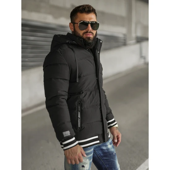 Vīriešu melna stepēta jaka Aibel JS/57M7501/392