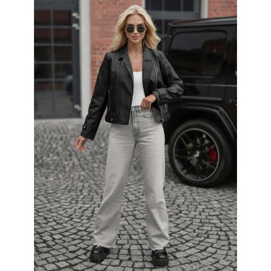 Sieviešu melna ādas jaka Santi Sieviešu jakas