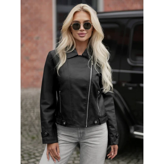 Sieviešu melna ādas jaka Santi Sieviešu jakas