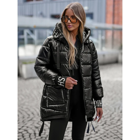 Melna spīdīga jaka Agor Sieviešu jakas