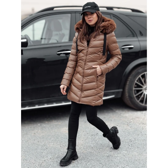 Sieviešu brūna stepēta jaka Crystal Jakas