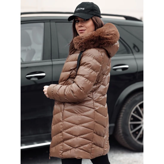 Sieviešu brūna stepēta jaka Crystal Jakas