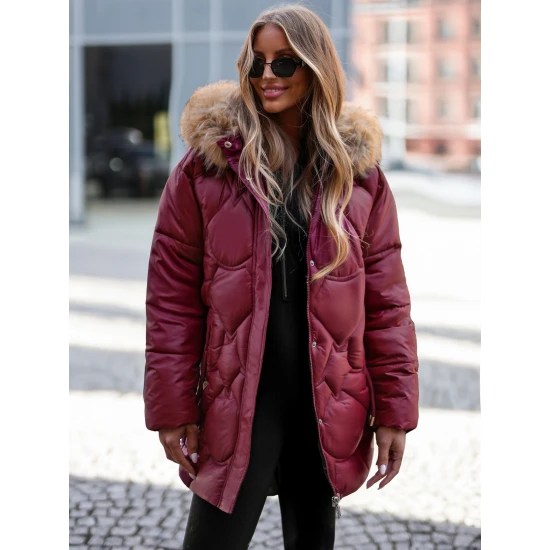 Sieviešu ziemas jaka bordo krāsā Verni Sieviešu jakas