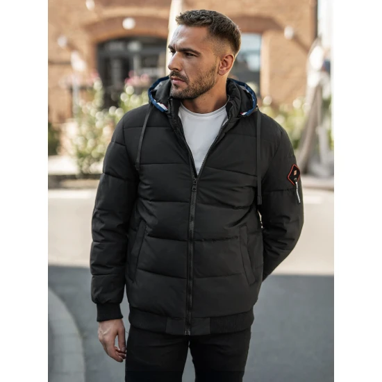 Vīriešu melna ziemas jaka Martim Ziemas jakas