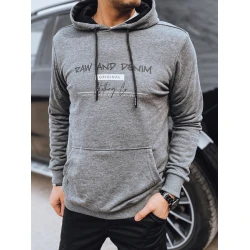 Vīriešu pelēks džemperis ar kapuci Denim