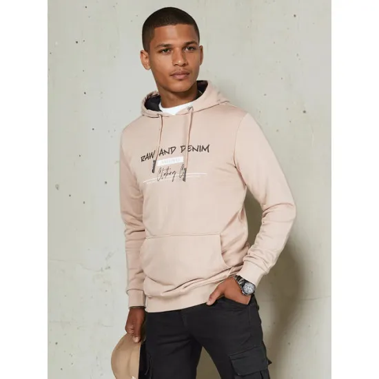 Miesten ruskea hupullinen pusero Denim Hupparit