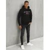Vīriešu melns džemperis ar kapuci Denim Džemperi ar kapuci