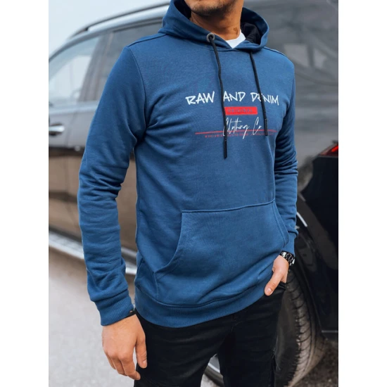 Vīriešu zils džemperis ar kapuci Denim Džemperi ar kapuci