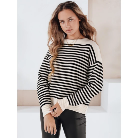 Sieviešu brūns svītrains džemperis Elvara Sieviešu džemperi